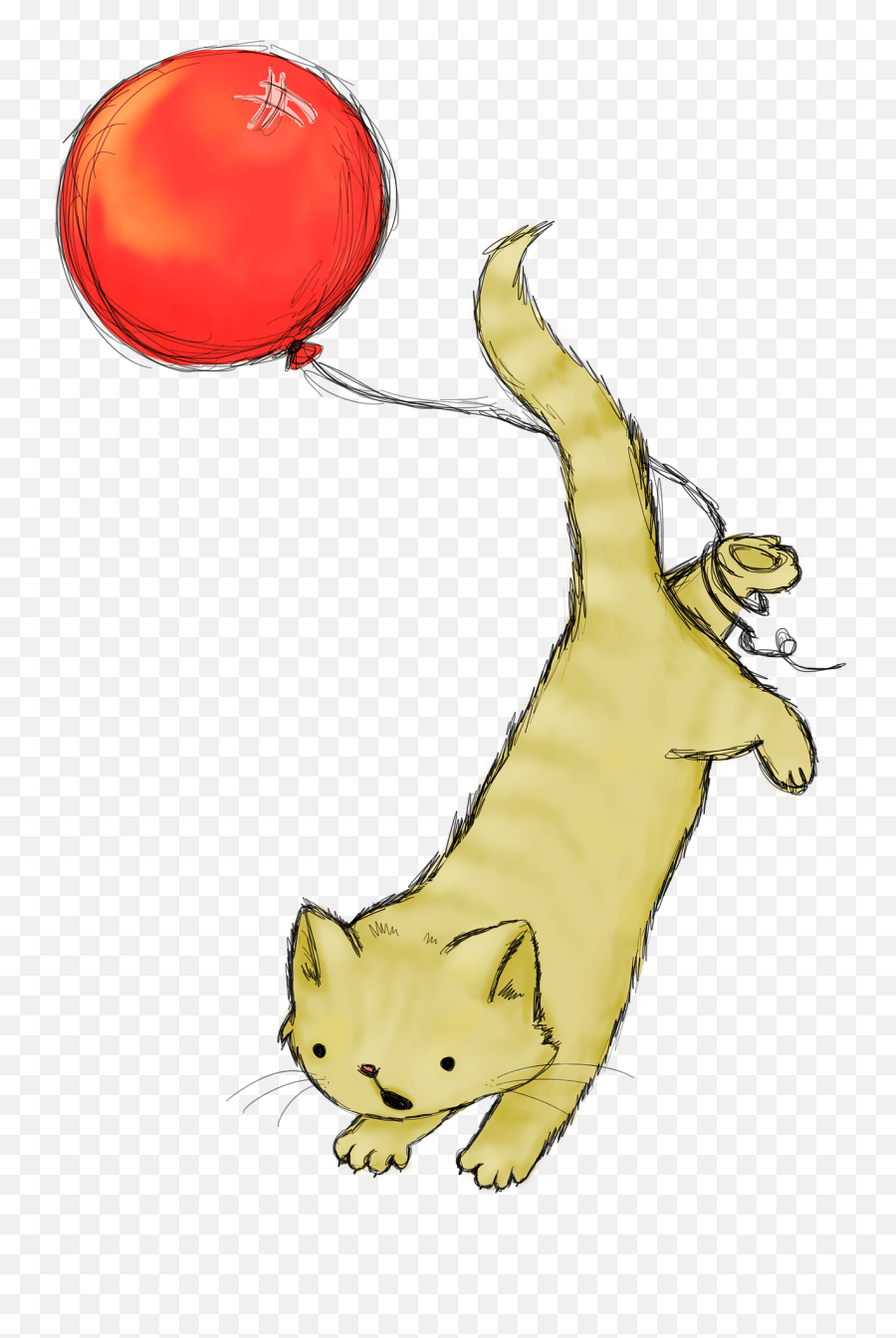 Cat With Red Balloon Clipart - Sketch A Mouse And Cat Emoji,3 Red Balloons Emoji