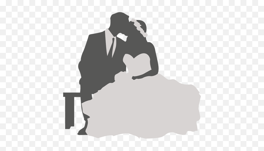 Pareja De Novios Besándose Silueta 2 - Descargar Pngsvg Wedding Couple Sitting Silhouette Emoji,Emojis Boda Novios Anillo