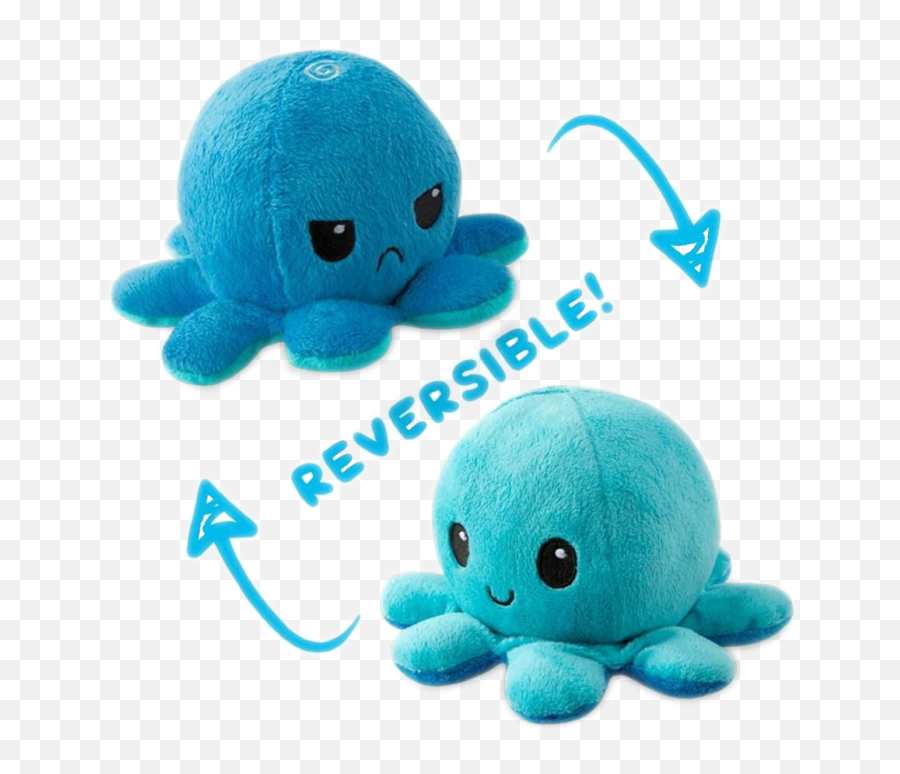 Octoflippy Octo Flippy - Octopus Plush Reversible Emoji,Brain Octopus Emotions