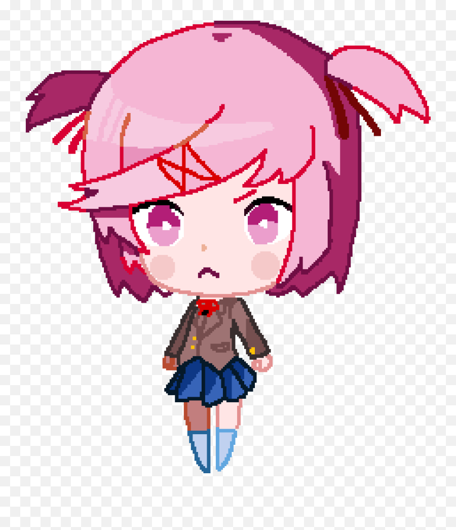 Pixilart Natsuki Chibi Minigame By Stormtium - Doki Doki Natsuki Chibi Png Emoji,Sayori Emojis