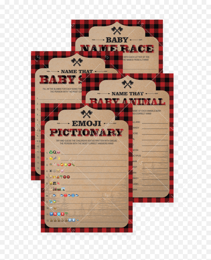 Lumberjack Baby Shower Game Package Printable Lumberjack Emoji,Baby Shower Emoji Pictionary Answers