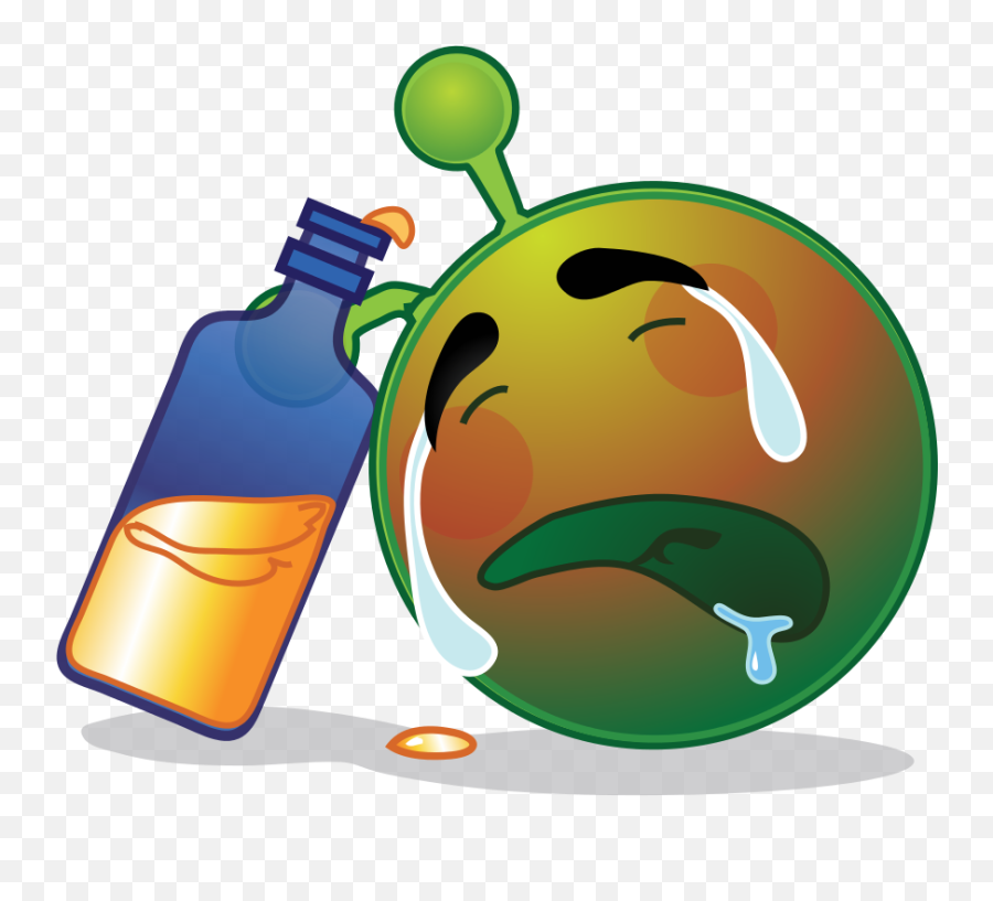 Smiley Green Alien Drunk Sad - Cartoon Animals With Big Eyes Smiley Cool Emoji,Drunk Emoji Face