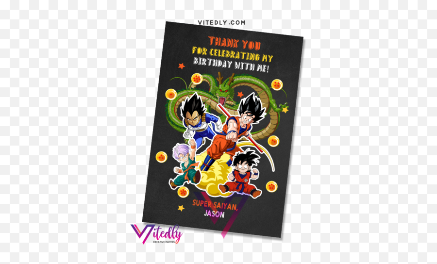 Birthday Invitations U2013 Tagged Dragon Ball Z U2013 Vitedly - Dragon Ball Z Thank You Card Emoji,Dragon Ball Touches My Emotions