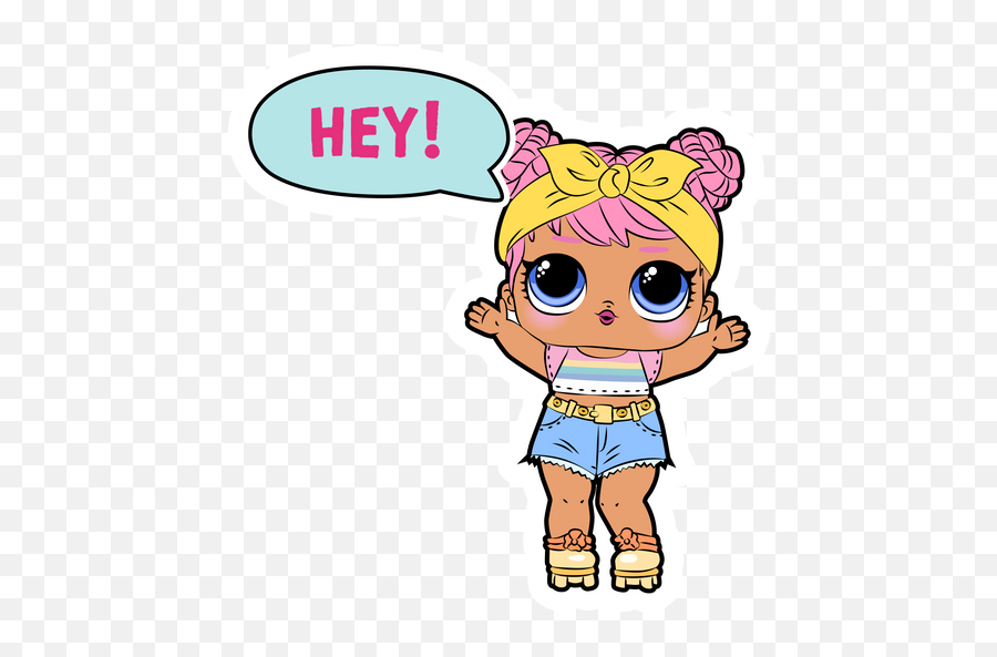 Lol Doll Hey Sticker - Sticker Mania Png Lol Dawn Doll Emoji,Emoji Club Tag Lol