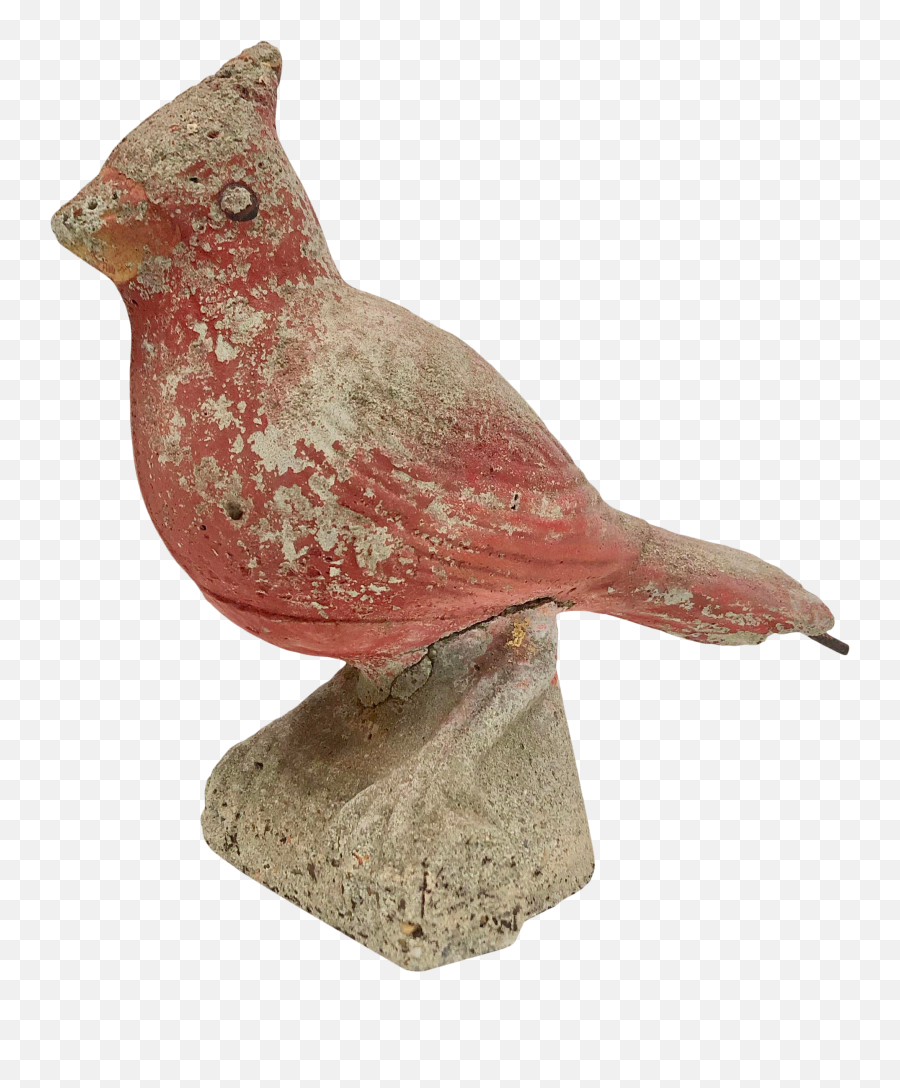 Vintage Concrete Cardinal Statue - Antique Concrete Bird Emoji,Cardinal Bird Facebook Emoticon