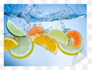 Sticker Tropical Fruits Fall Deeply Under Water With A Big Emoji,Citrus Emoji