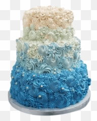 Download Ombré Blue Buttercream Swirl Wedding Cake - Cake Emoji,Cake Slice Emoji