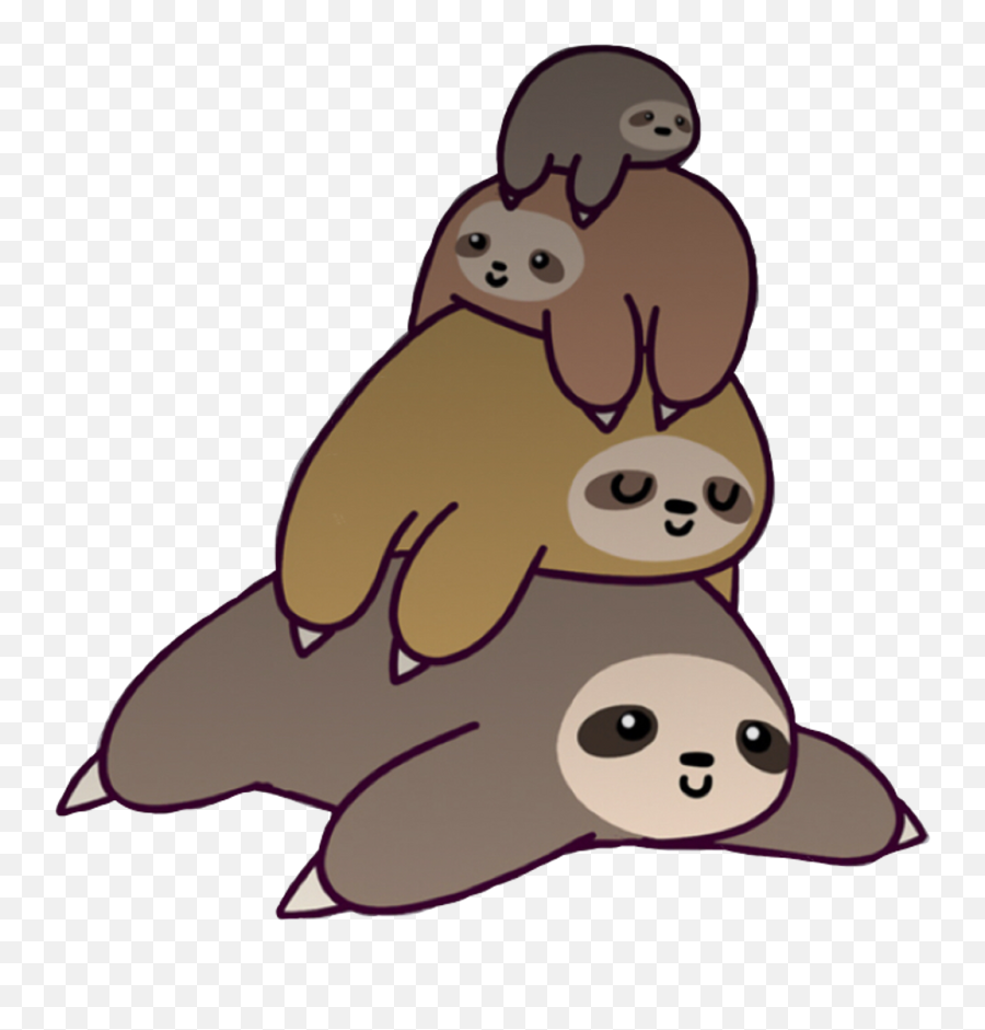 Scsloths Sticker - Cartoon Sloth Stack Clipart Full Size Cute Sloth Png Emoji,Is There A Sloth Emoji