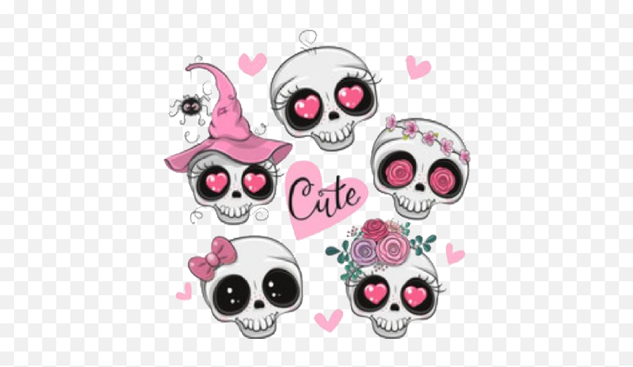 Girly Cute Sticker Pink Sticker By Carolynemalan2 - Cute Skulls Emoji,Glam Emoji Birthday Party