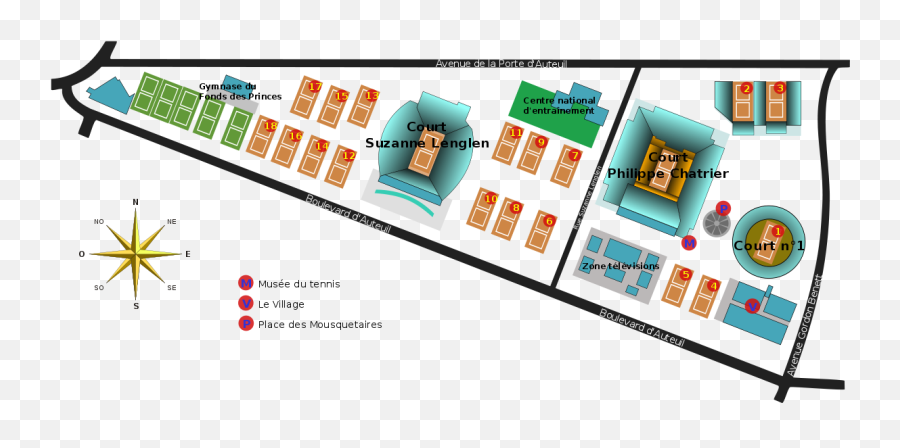 Plan Roland Garros - Court Simonne Mathieu Roland Garros Map Emoji,Emotion Chartrier Roland Garros