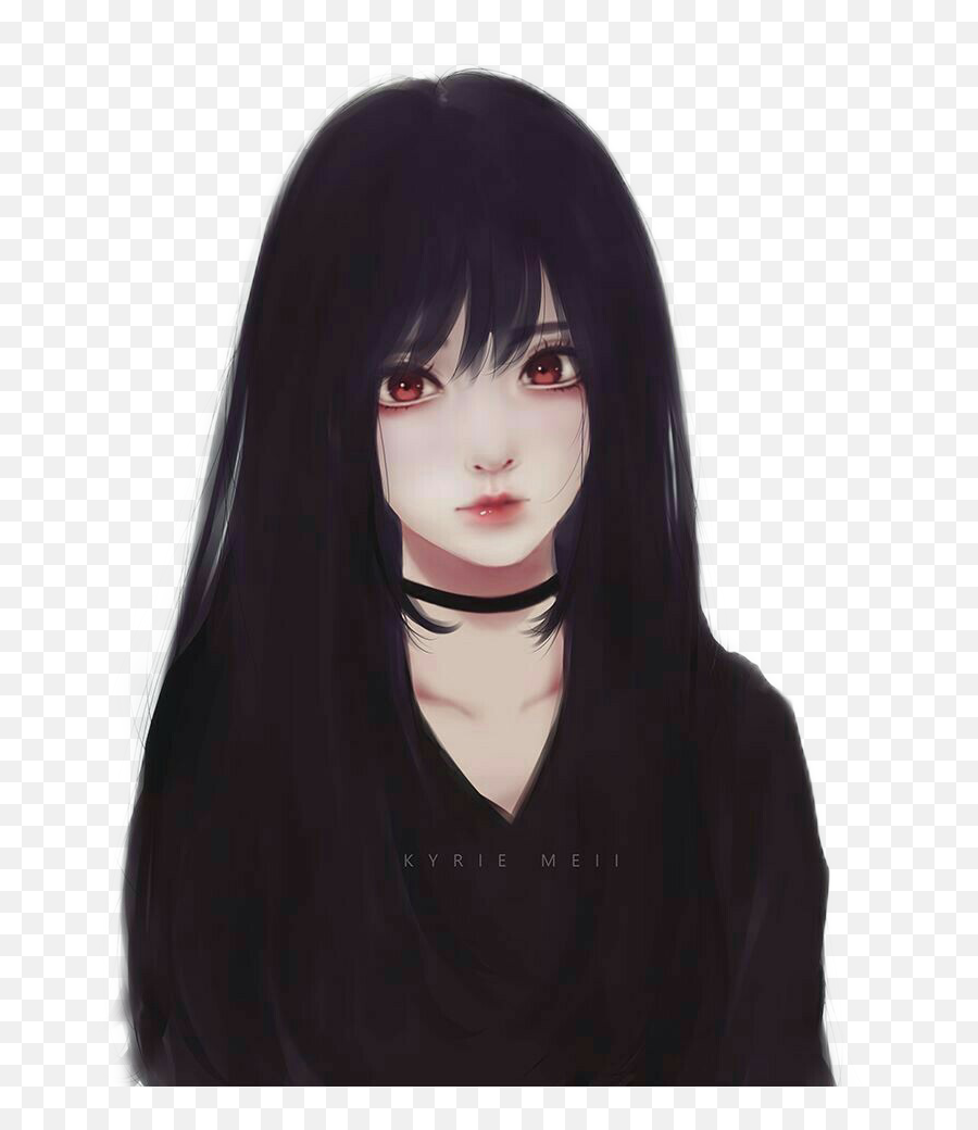 Animegirl Vampire Sticker - Cute Anime Girl Realistic Emoji,Long Hair Vampire Emoji