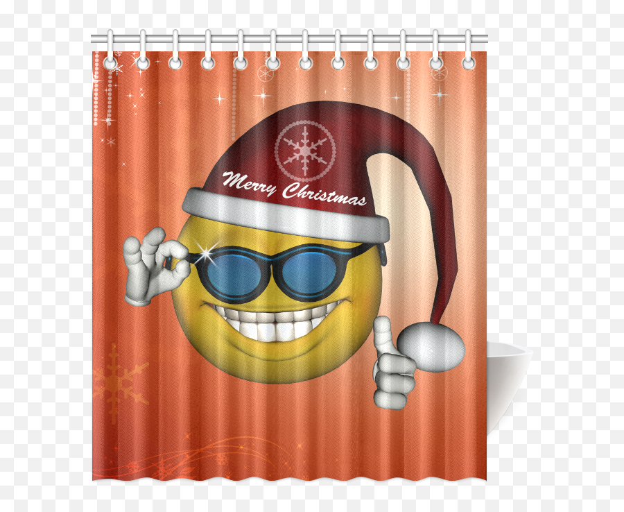 Funny Christmas Smiley Shower Curtain 66x72 Id D687618 - Happy Emoji,Not Cold Emoticon