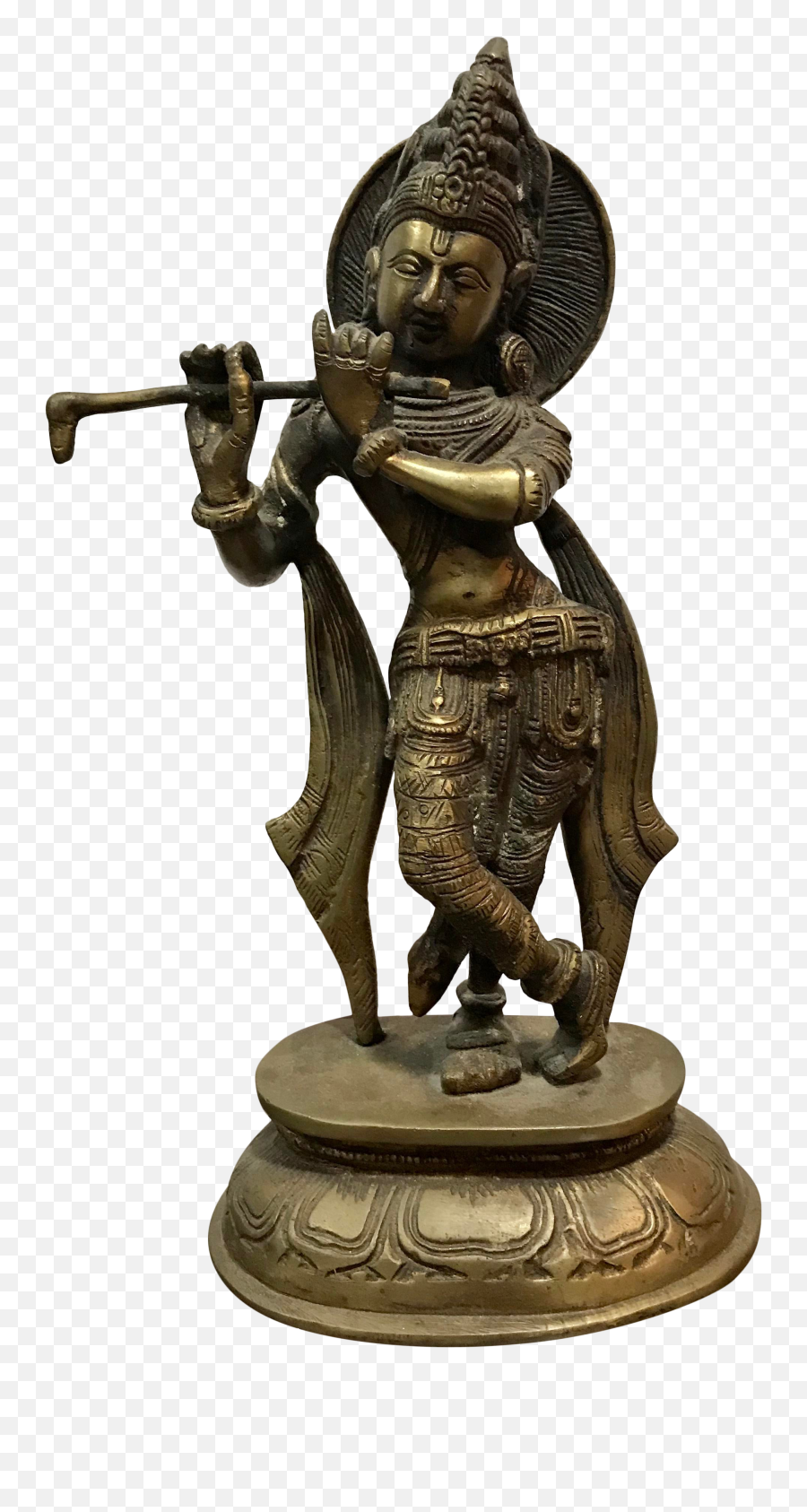 Krishna Standing - Vintage India Brass Hindu Krishna Playing Flute Statue Emoji,Krishna-centered Emotions