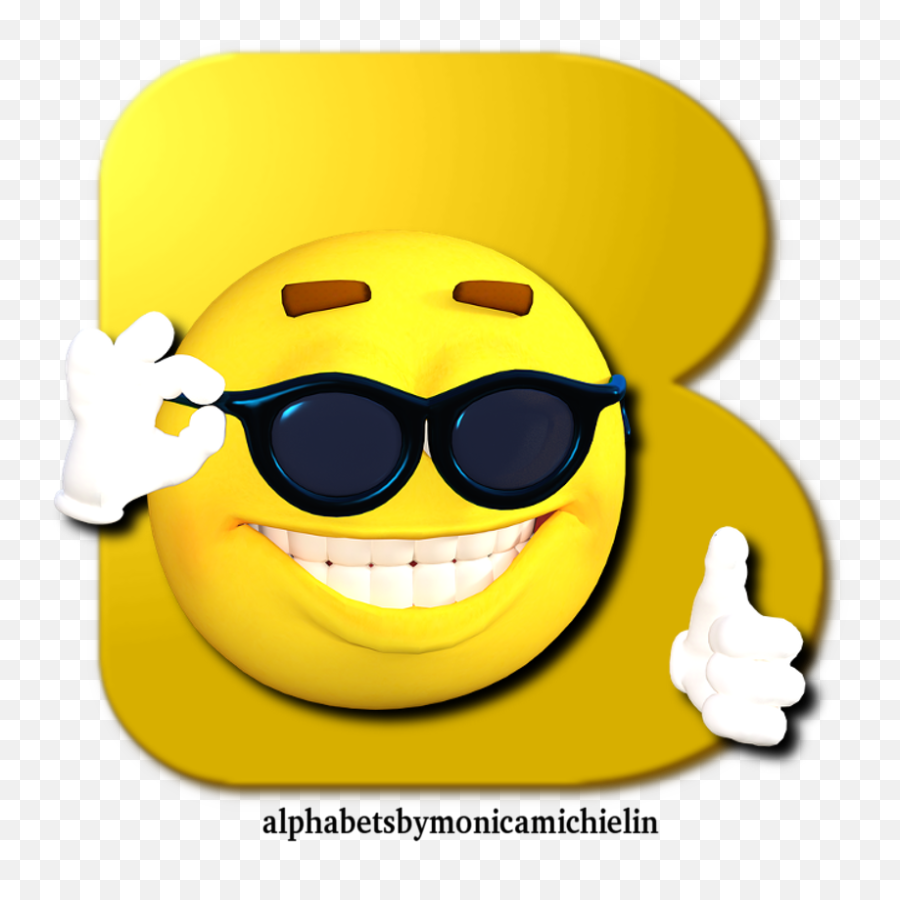 Yellow Smile Sunglasses Alphabet Emoji - Yellow Smile Sunglasses,Finger Guns Sunglasses Emoticon