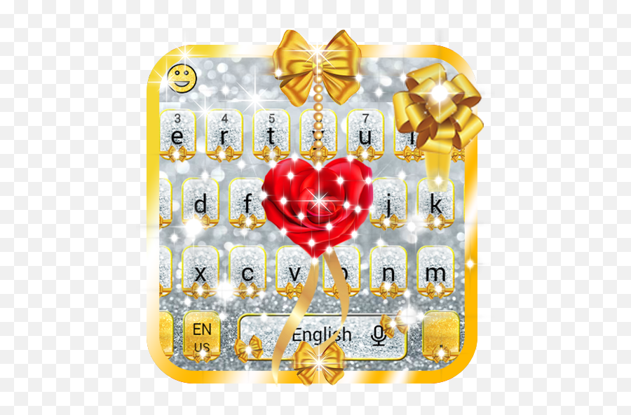 Gold And Silver Glitter Bow Girlish Keyboard - Apkonline Girly Emoji,Shiny Emoji