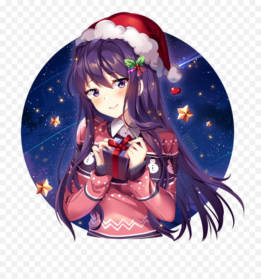 Merry Christmas From Yuri Squchan On Twitter Ddlc - Doki Doki Literature Club Navidad Emoji,Deviantart Yay Emoticon