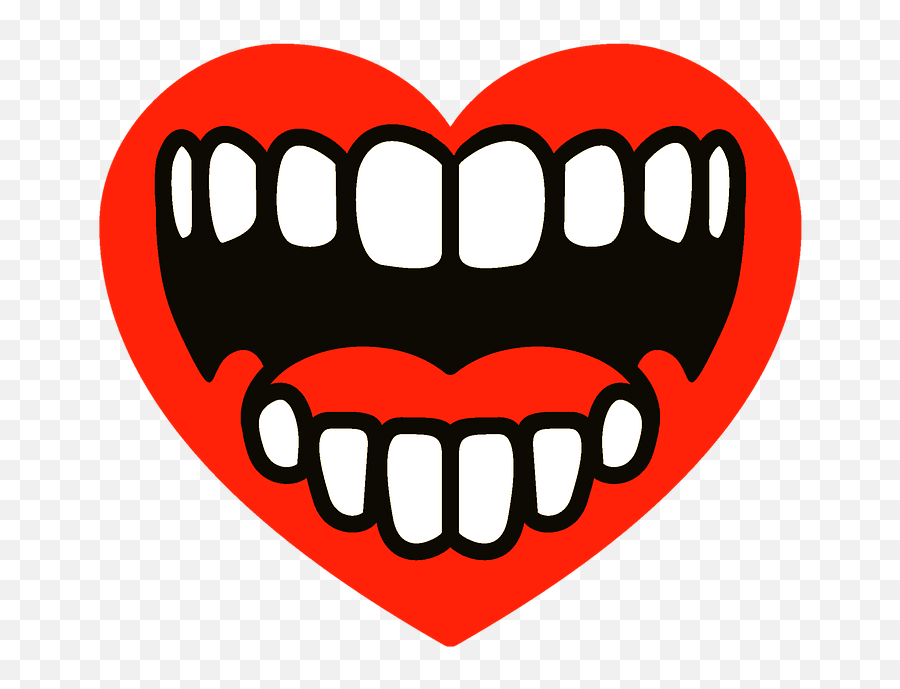 Comic Cartoon Teeth Design Mouth - Heart With Teeth Emoji,Teeth And Emotions