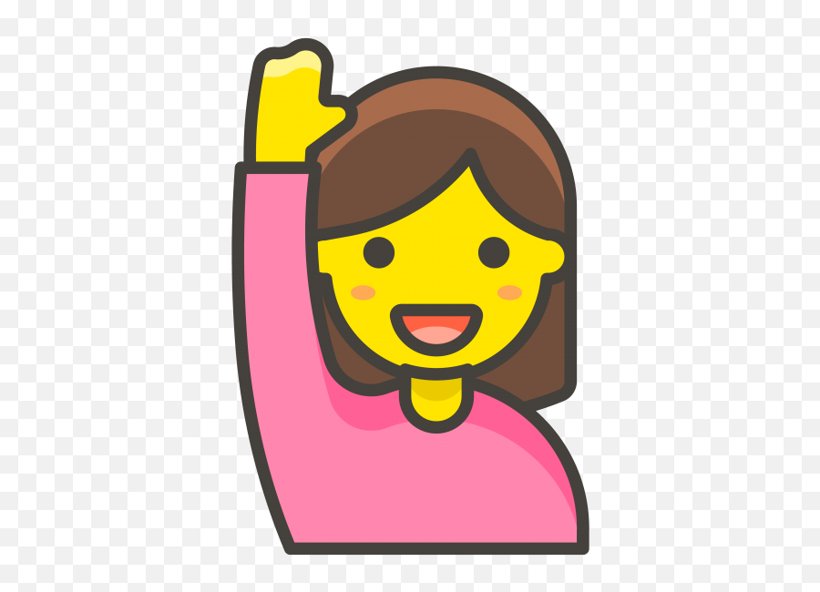 Woman Raising Hand Emoji - Hand Raising Emoji Clipart Full Cartoon Person With Hand Raised,Hands Up Emoji