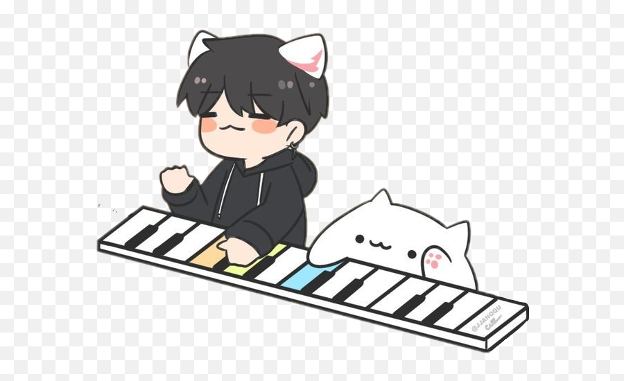 Kawaii Sticker - Keyboard Player Emoji,Cat Emoji Keyboard