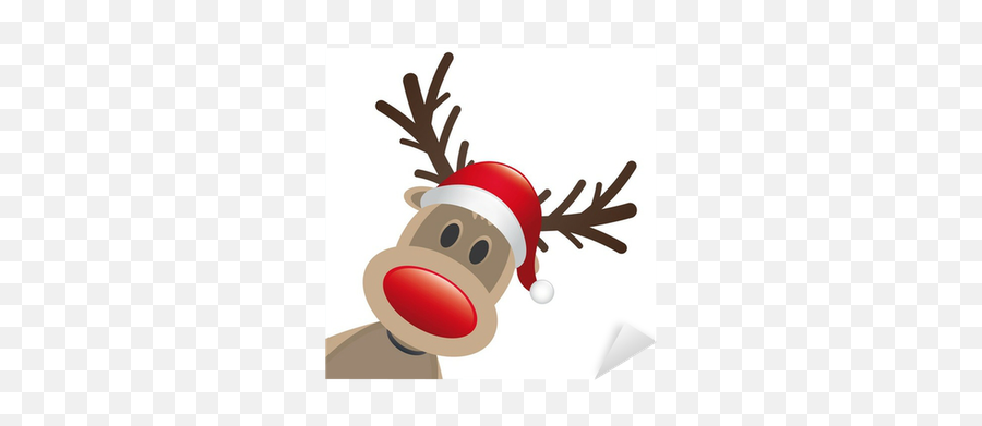 Rudolph Reindeer Red Nose And Hat Emoji,Rudolf Red Nose Emoji