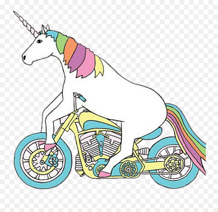 Unicorn Sticker - Unicorn Riding Png Clipart Full Size Unicorn On A Motorbike Emoji,Unicorn Emoji Sticker