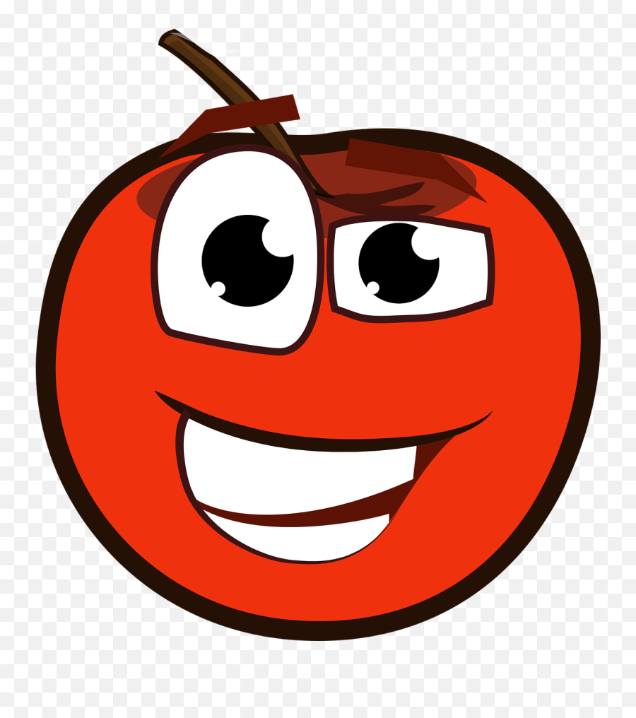 Apple Fruit Cartoon - Happy Emoji,Fruit Emoticon