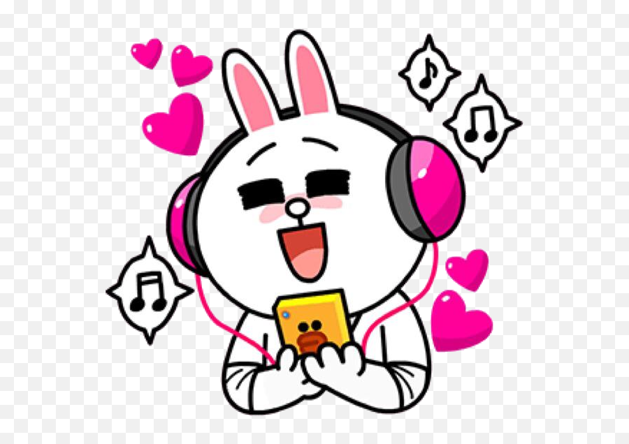 Line Stickers Craze - Cony Listening To Music Emoji,Listening Emoji