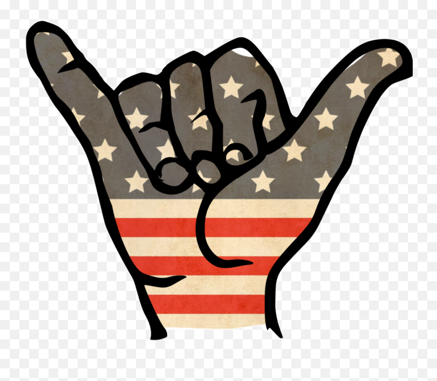 Americanflag Hangloose Sticker Sticker By Dylan Jones - Sign Language Emoji,Shaka Emoji