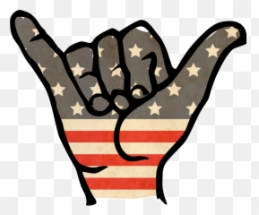 Americanflag Hangloose Sticker Sticker By Dylan Jones - Sign Language Emoji,Shaka Emoji