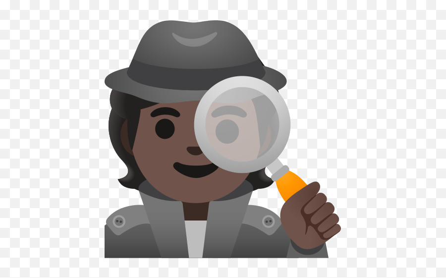 Female Detective With Magnifying Glass And Dark Skin - Magnifying Glass Emoji,Unicode Emoticon Palm Tree