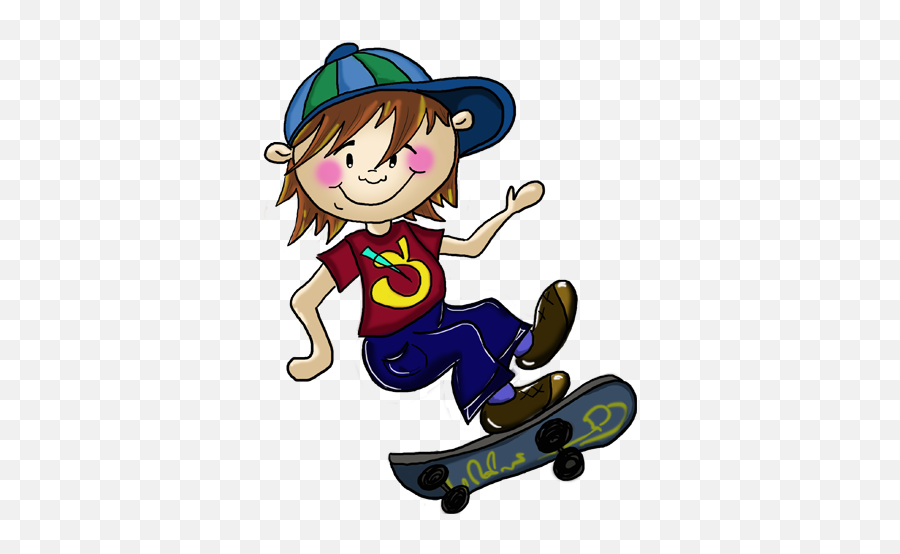 Young Skater Kids Decal - Imagen Infantil De Un Joven Emoji,Skateboarding Emoji