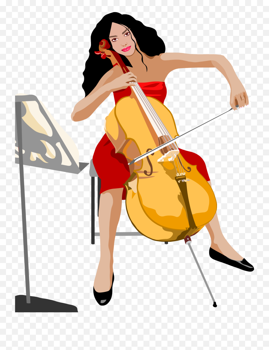 Girl With Double Bass As An Illustration Free Image Download Emoji,Cello Emoji Copy And Paste