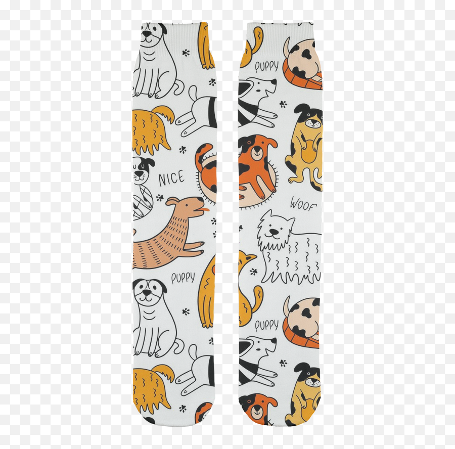 Orange Dogs Pattern Sublimation Tube Sock - I Love Veterinary Emoji,Veternarian Emoji