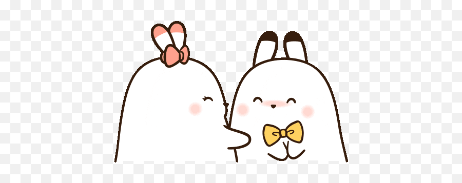 Cute Bunny Cartoon Cute Gif Cuddling Gif Emoji,Cuddle Emoji