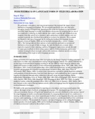 Pdf Peer Feedback On Language Form In Telecollaboration - Document Emoji,Realidades 3 El Subjuntivo Con Verbos De Emotion