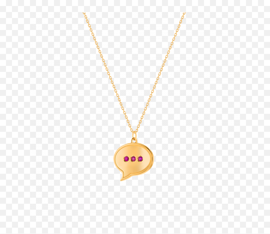 Bubble Oval Typing Dots Ruby Necklace In 14k Yellow Gold - Solid Emoji,<3 Emoticon