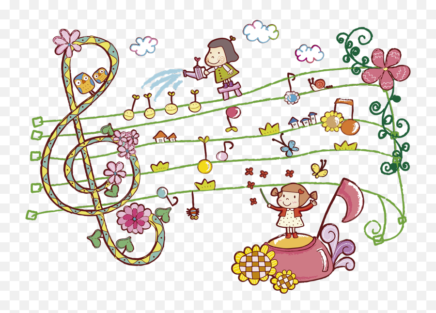 Musical And Floral Kids Sticker - Notas Musicales Para Niñas Emoji,Emoji Wall Stickers