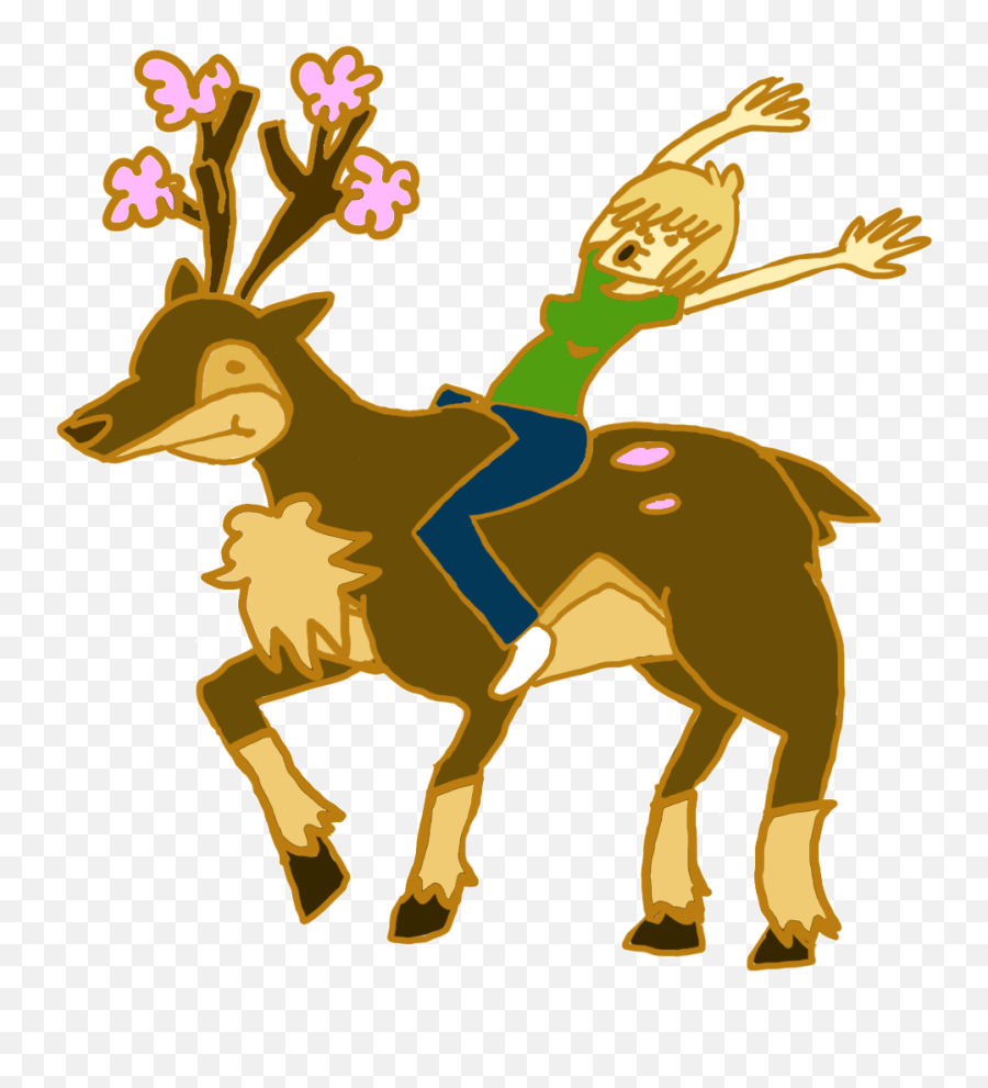 Best 57 Sawsbuck Wallpaper On - Ride A Deer Cartoon Emoji,Bulbasaur Emoji