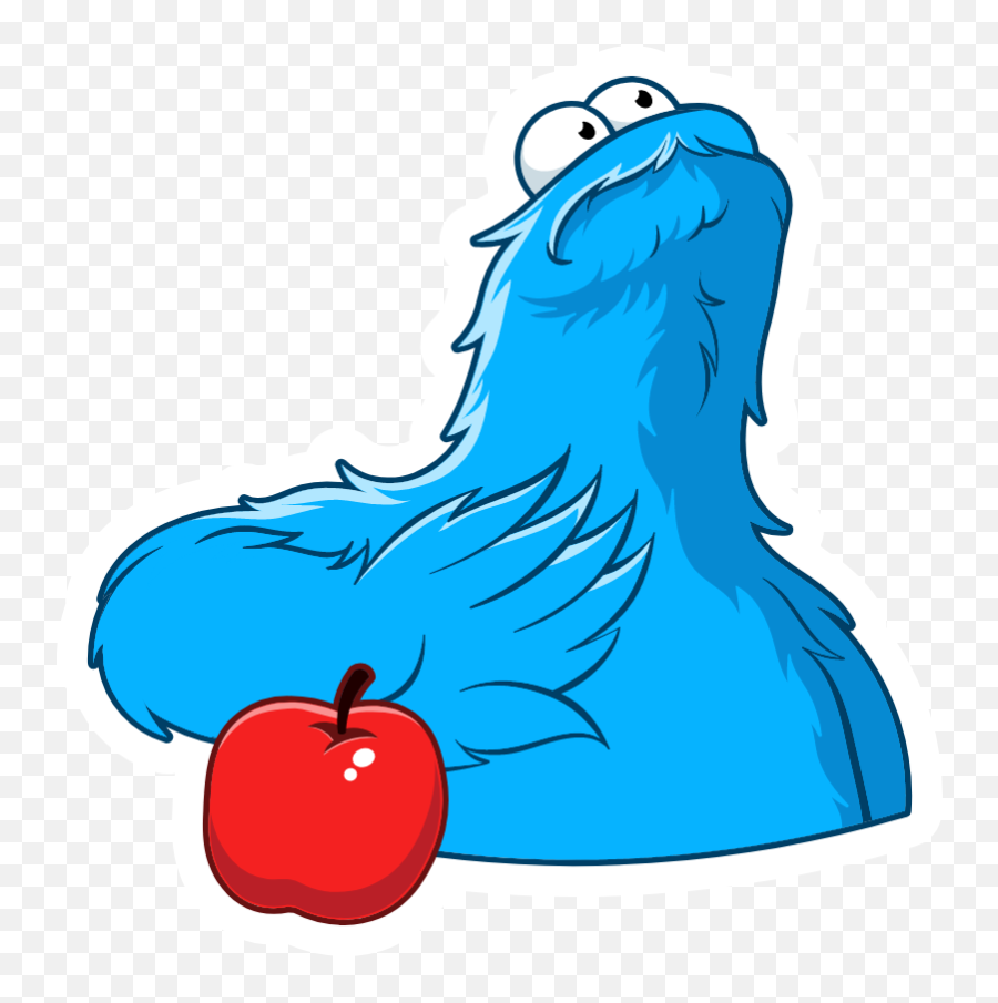 Cookie Monster And Apple Sticker Emoji,Cookie Monster Emoji