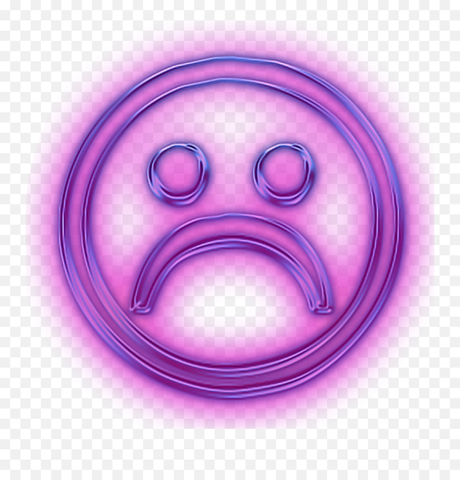 Unhappy Sad Frown Snapchat Neon Glowing Smileyface - Neon Purple Sad Face Emoji,Sparkly Eyes Emoticon