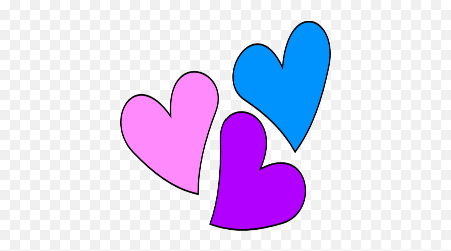 Pink Purple And Blue Neon Hearts On Black Roblox - 3 Hearts Clip Art Emoji,Dark Blue Heart Emoji