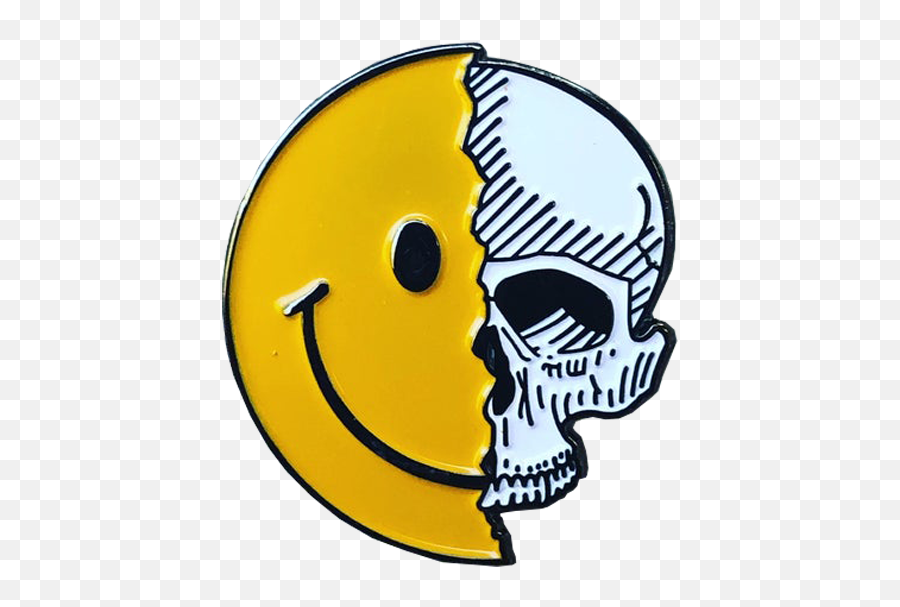 Smile Skull Pin - Happy Emoji,How To Make Skull Emoticon