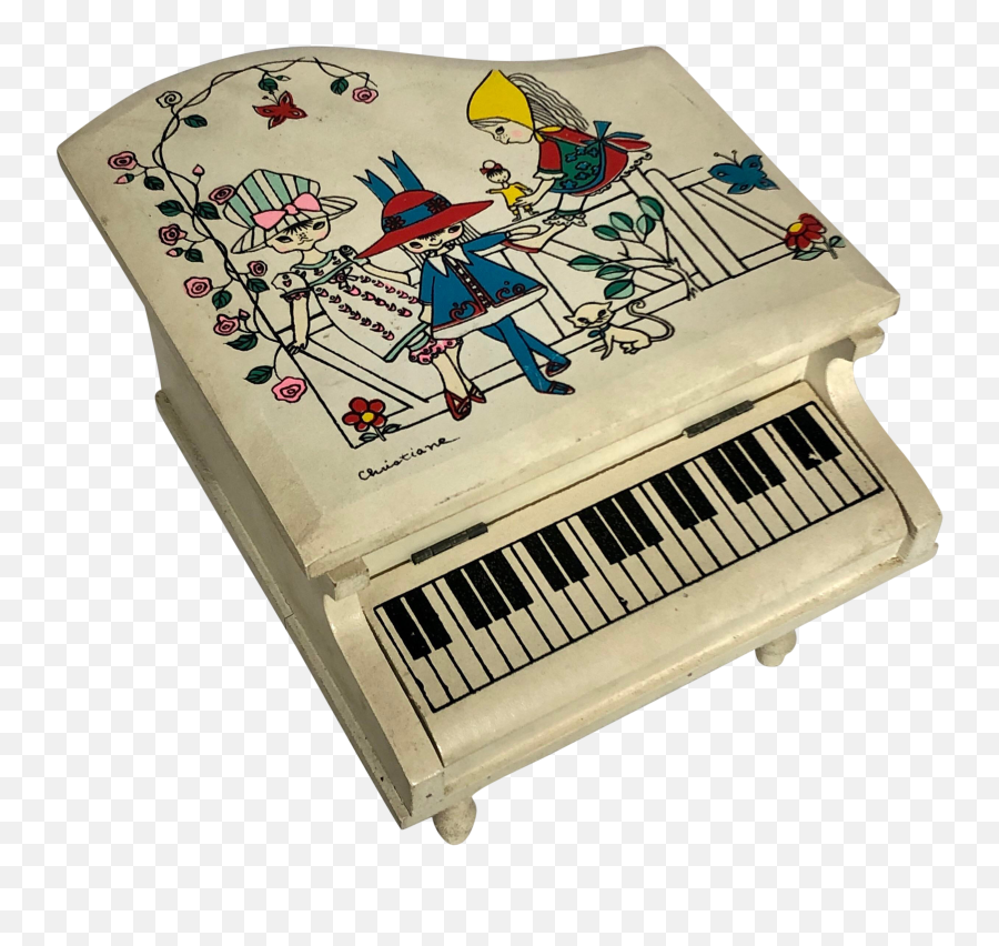 Vintage Japanese Wooden Grand Piano Trinket Box With Painted Top - Toy Instrument Emoji,Piano Keys Emotion On Facebook