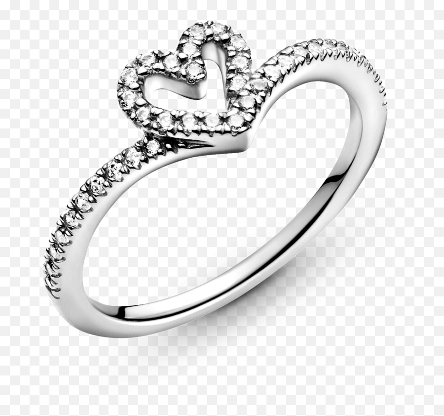 Pandora Sparkling Heart Wishbone Ring - Sparkling Wishbone Heart Ring Emoji,Heart Emoticon Ring Silver