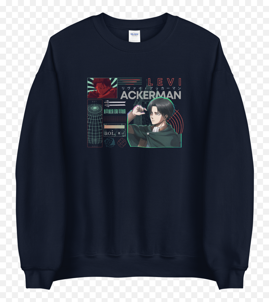 Aot Levi Sweatshirt U2013 Aoi - Crew Neck Emoji,Snk Levi Showing Emotion