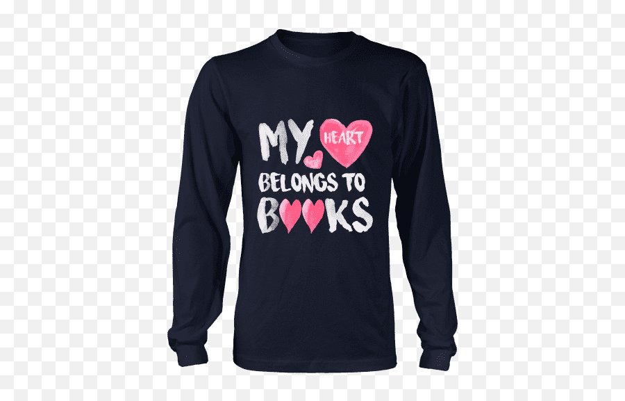 Heart Belongs To Books Long Sleeves - Long Sleeve Emoji,Books About Wearing Your Emotions On Your Sleeve