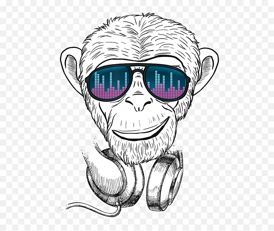 Monkey With The Glasses Equalizer Dipper T - Shirt For Sale By Emoji,Chimp Emoji