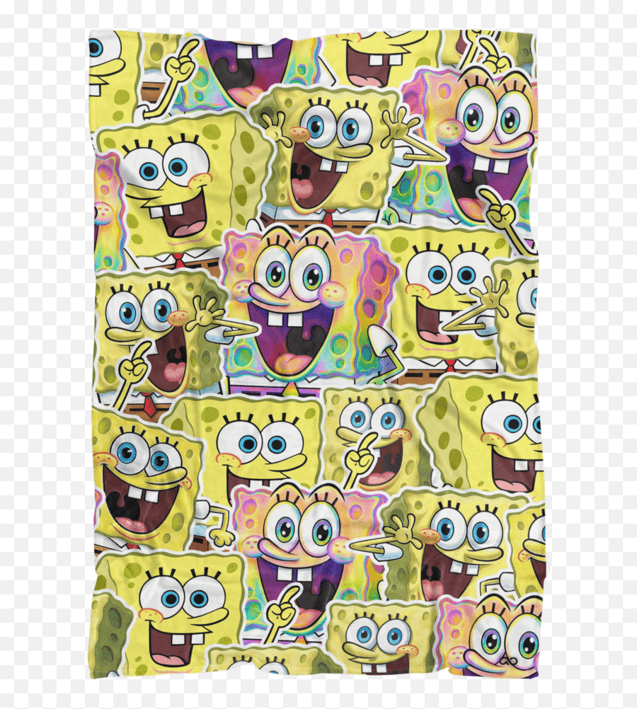 Spongebob Fluffy Microfleece Throw Blanket - Happy Emoji,Glalaxy Missing Emoticons