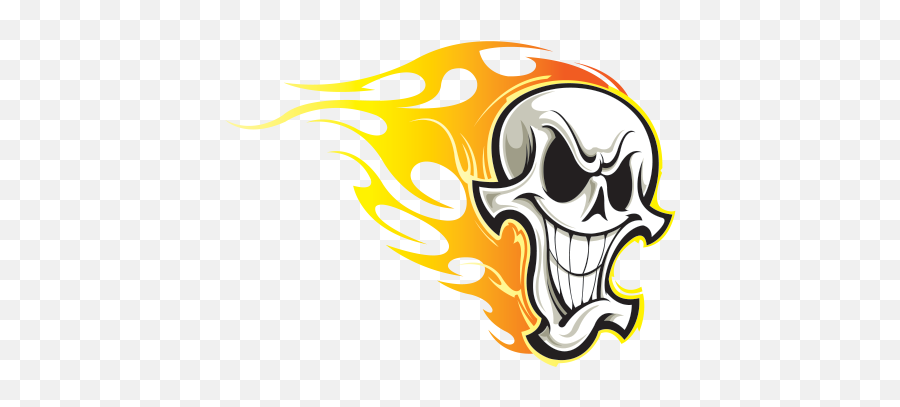 Printed Vinyl Skull In Flames - Tattoo Cartoon Skull Emoji,Army Skull Emoticons