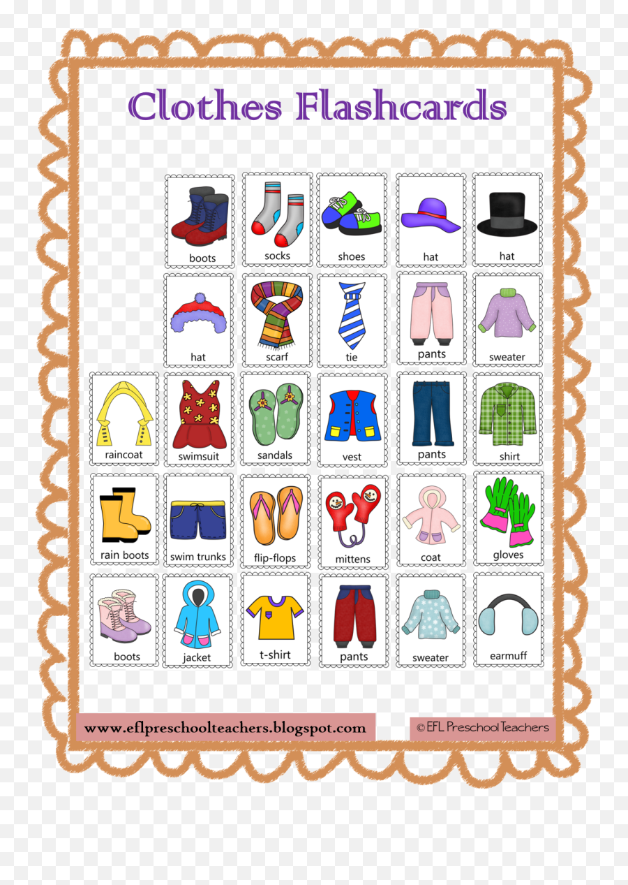 Clothes - Clothes Kindergarten Emoji,Flash Card Emotion Pre K